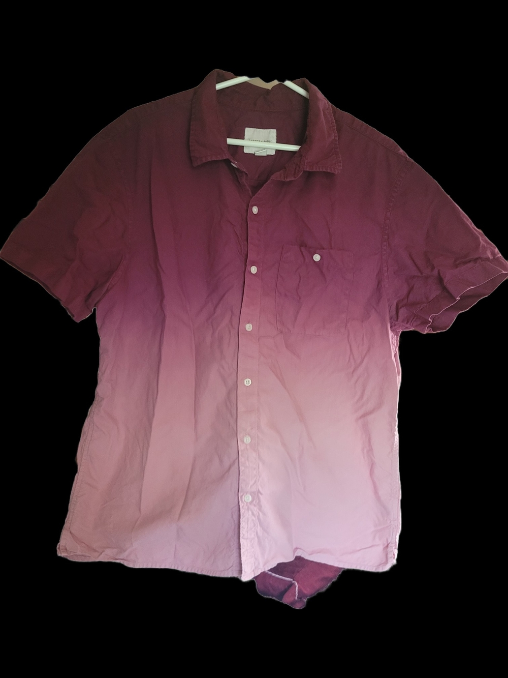 American Eagle Men's Short Sleeve Ombre Button-Up Shirt - Pink Purple